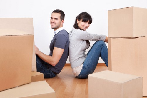 Organized moving day with furniture and boxes ready for loading