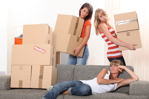 Careful loading of office items during a local Camdentown move