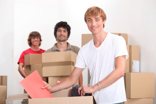 Packed moving boxes ready for transport in a residential property